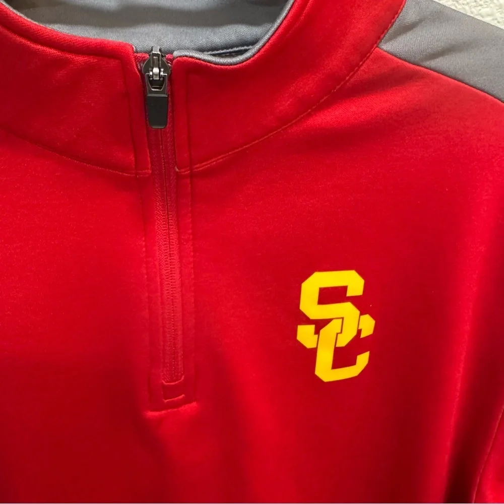 USC Trojans Fanatics Cardinal Logo Colorblock 1/4 Zip Jacket Men's Large - Picture 5 of 11